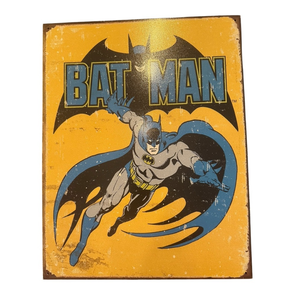 Batman Metal Wall Art Yellow Blue Size 16” x 12.5”